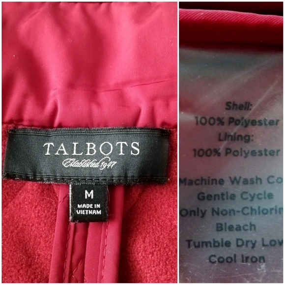 Talbots Deep Red Quilted Button Up Vest With Pockets, Size Medium - Picture 9 of 13